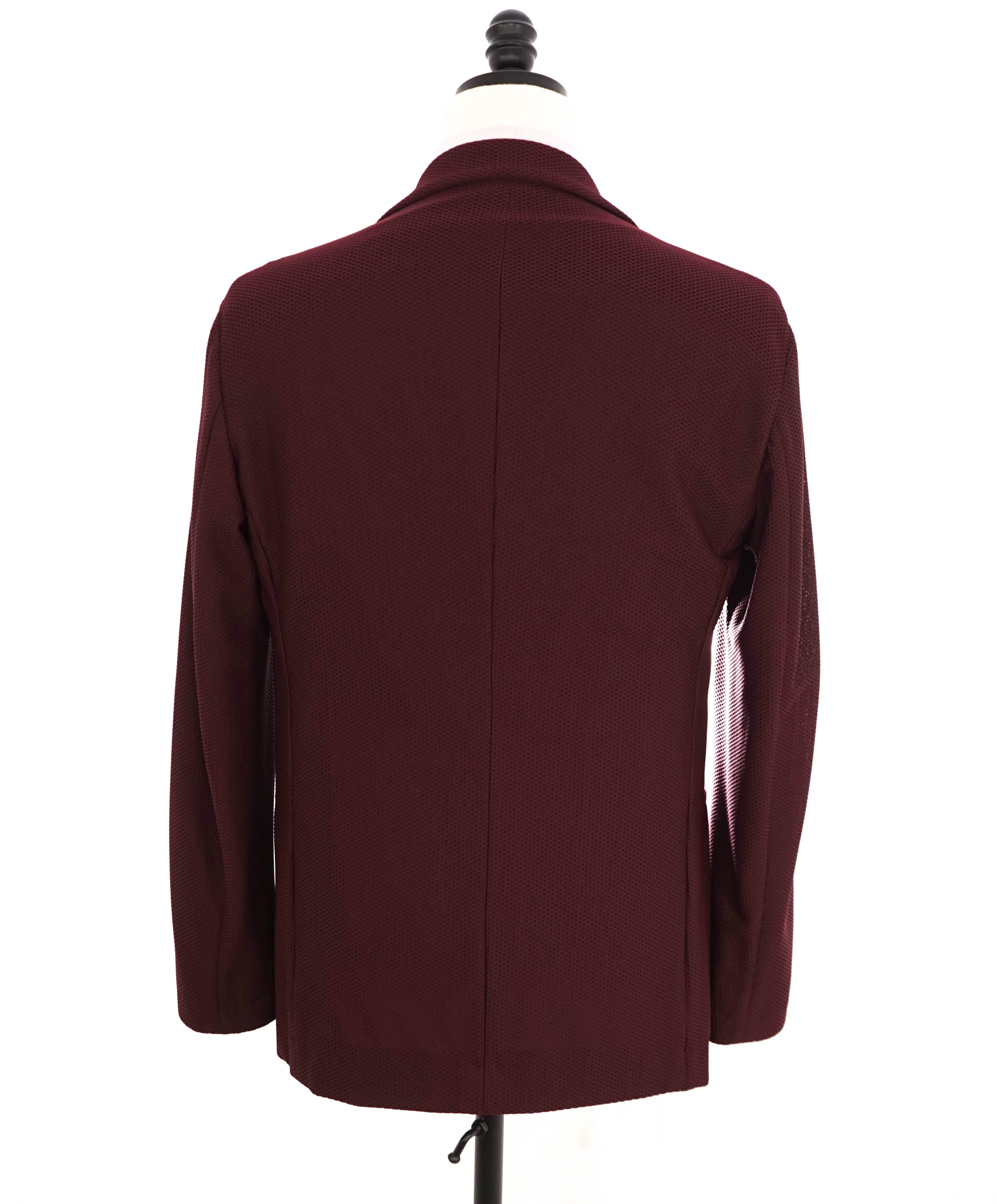 $2,995 GIORGIO ARMANI - Burgundy/Wine Net Jersey Style Breathable Stretch Blazer- 40R