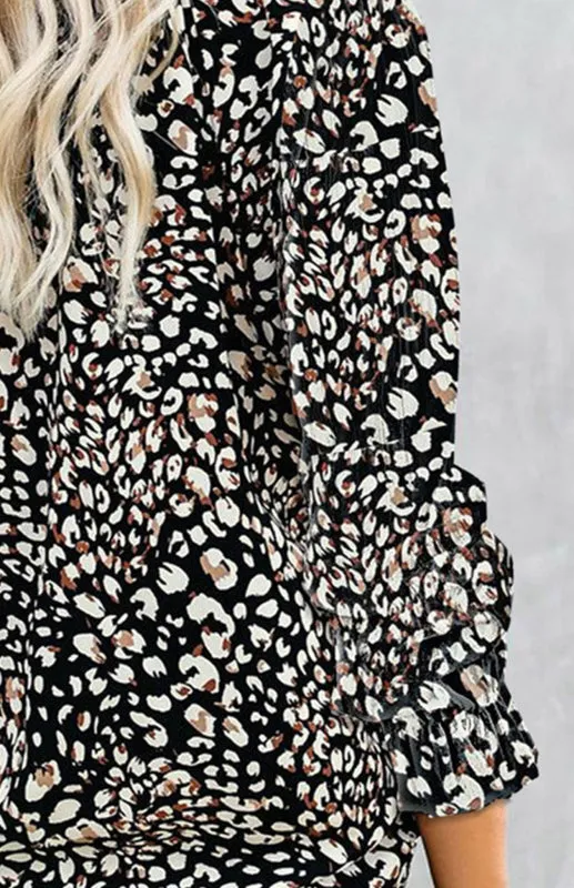 Analisa Ladies Casual Fashion Printed Shirts V Neck Long Sleeves