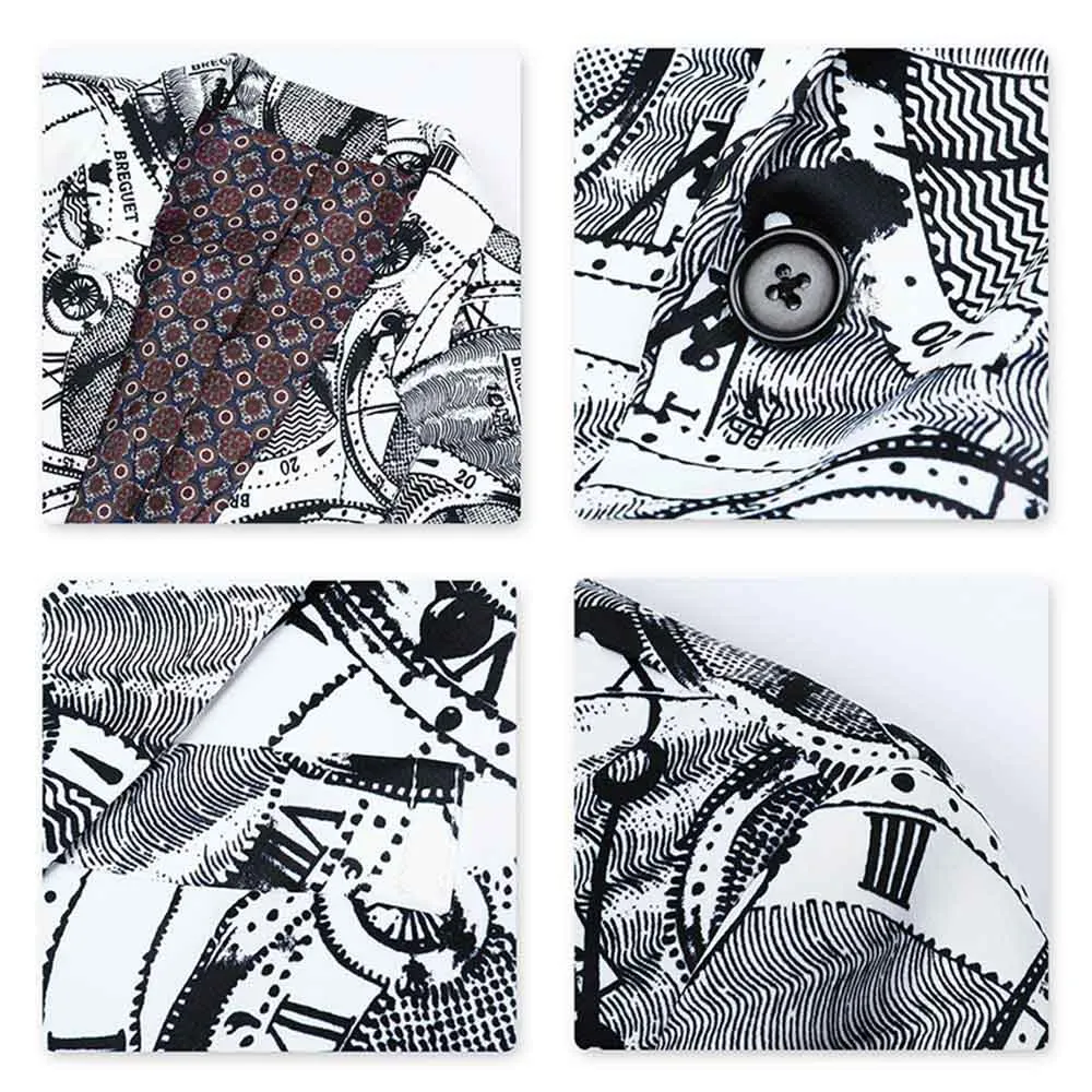 Bicycle Print Blazer Slim Fit Fashion Blazer