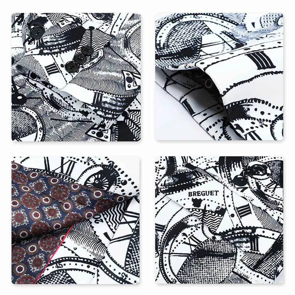 Bicycle Print Blazer Slim Fit Fashion Blazer