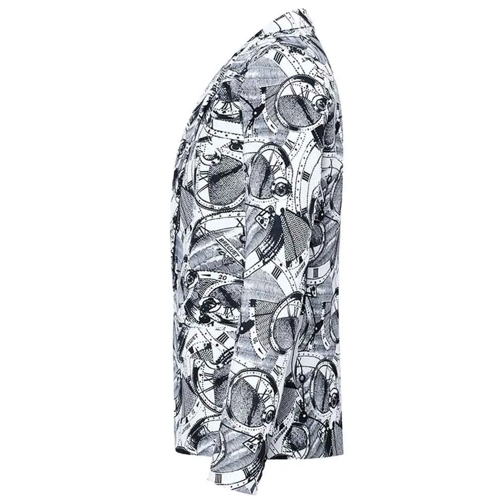 Bicycle Print Blazer Slim Fit Fashion Blazer