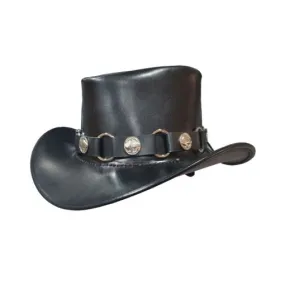 Black Victorian Leather Top Hat