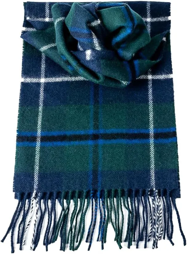Briomhar Tartan Plaid Wool Scottish Scarf - 100% Lambswool Made in Scotland, Perfect Winter Scarf for Cold Weather
