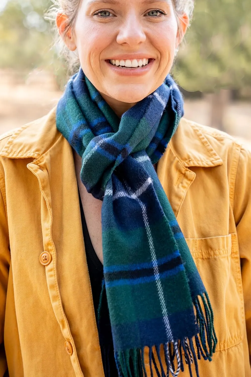 Briomhar Tartan Plaid Wool Scottish Scarf - 100% Lambswool Made in Scotland, Perfect Winter Scarf for Cold Weather