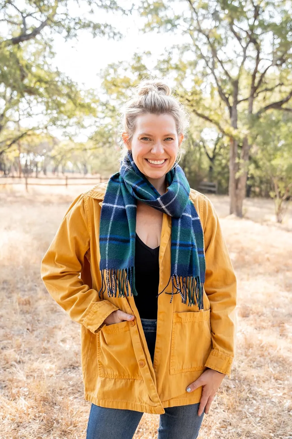 Briomhar Tartan Plaid Wool Scottish Scarf - 100% Lambswool Made in Scotland, Perfect Winter Scarf for Cold Weather