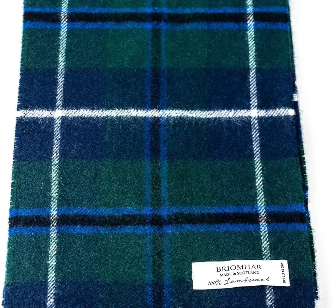 Briomhar Tartan Plaid Wool Scottish Scarf - 100% Lambswool Made in Scotland, Perfect Winter Scarf for Cold Weather