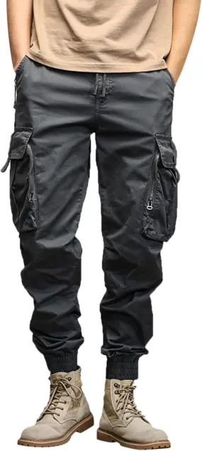 Cargo Sweatpants for Men Pockets Men's Hiking Cargo Straight Leg Sweatpants Stretch Elastic Waist Jogger Sports Pants