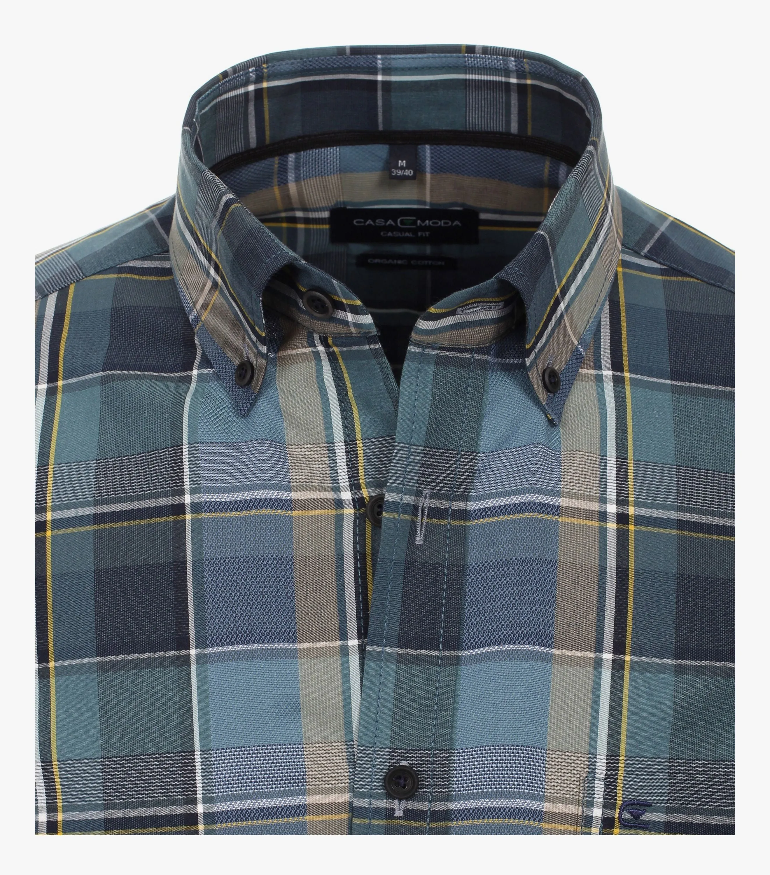 Casa Moda Long Sleeve Casual Check Shirt - Dark Turquoise
