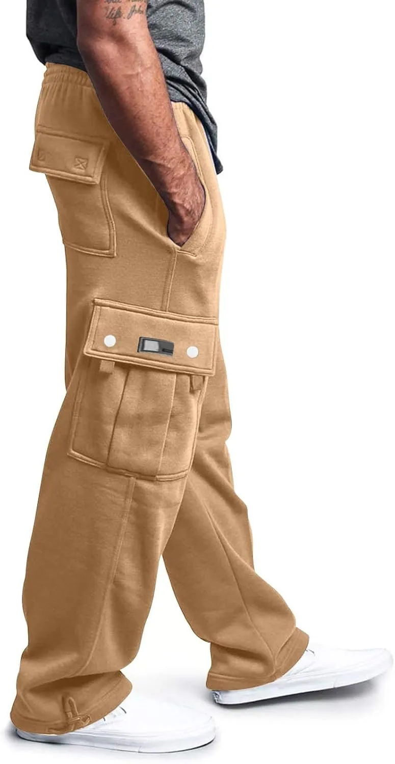 Casual Cargo Sweatpants for Men Lightweight Straight Leg Hiking Pants Comfort Outdoor Loose Jogger Pant with Pocket