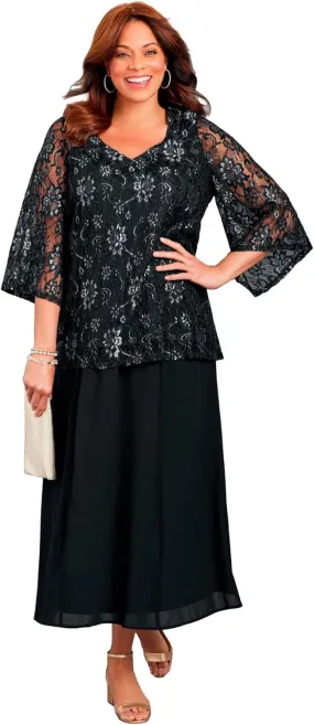 Catherines Women's Plus Size Petite Allover Lace Blouse