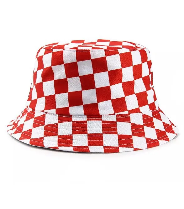 Checked Purple Unisex Summer Bucket Hat