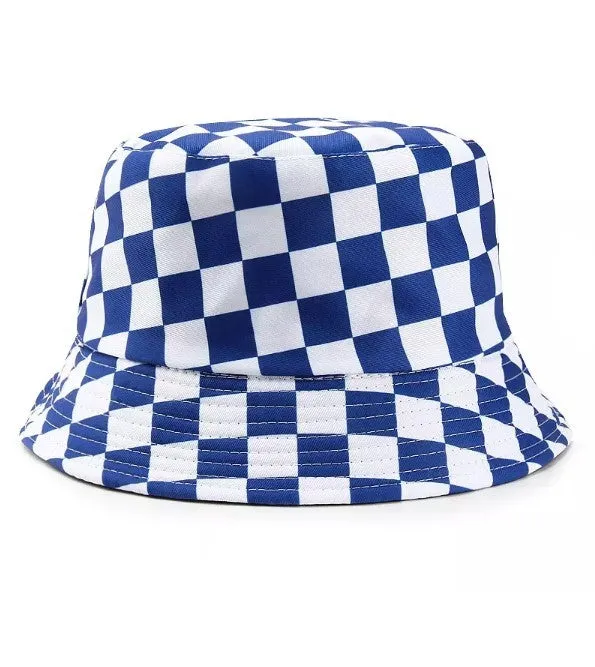 Checked Purple Unisex Summer Bucket Hat