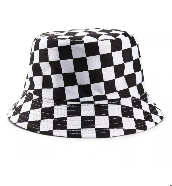 Checked Purple Unisex Summer Bucket Hat