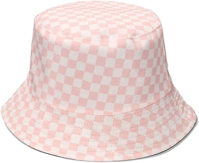 Checked Purple Unisex Summer Bucket Hat