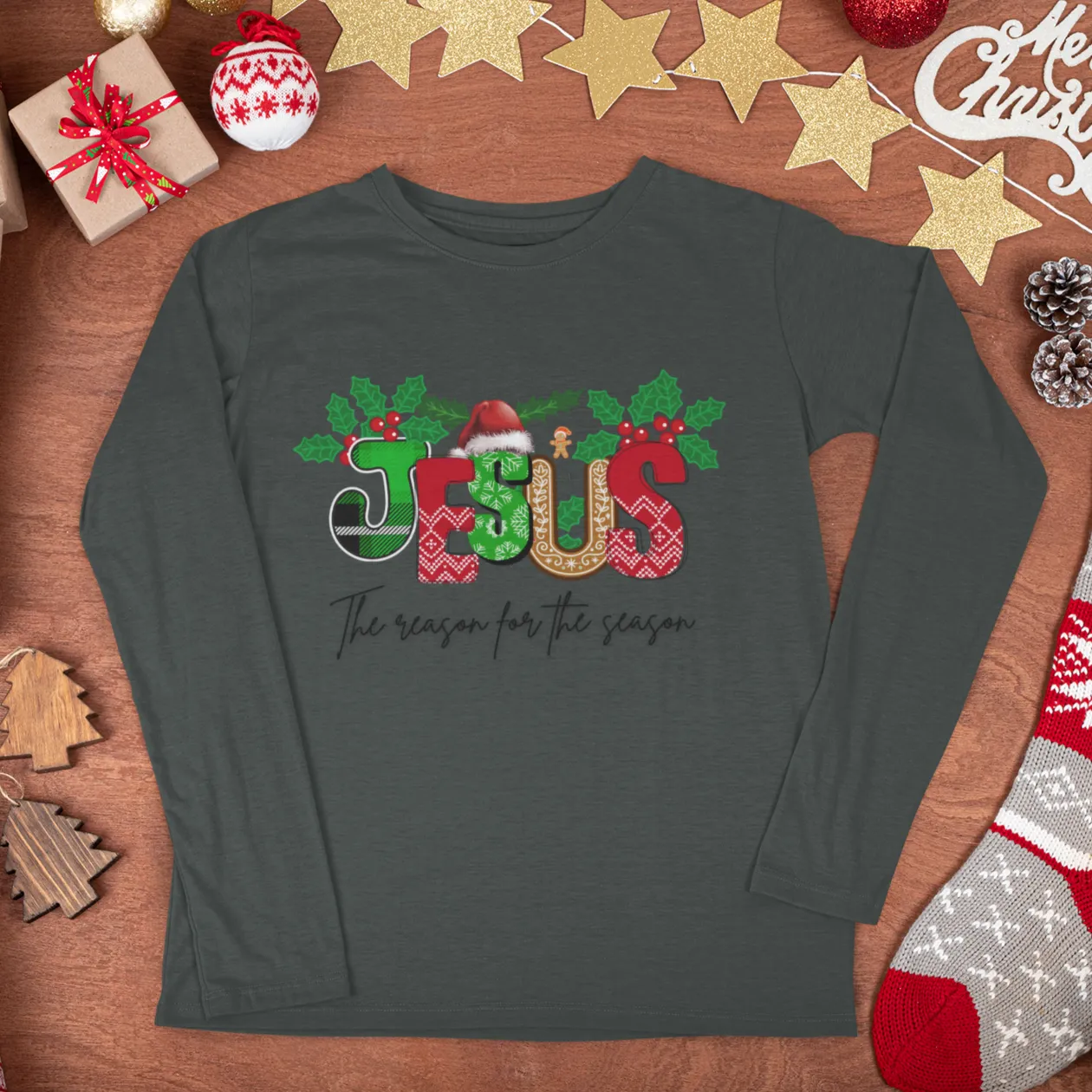 Christmas Jesus Long Sleeve Shirt, Christian Sweatshirt, The Reason for the Season Long Sleeve, Christmas Gift, Jesus Sweatshirt, Religious