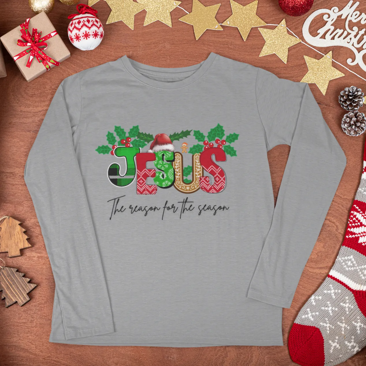Christmas Jesus Long Sleeve Shirt, Christian Sweatshirt, The Reason for the Season Long Sleeve, Christmas Gift, Jesus Sweatshirt, Religious