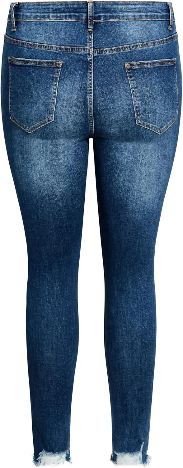 City Chic Women's Avenue Plus Size Jean a Wild Rose
