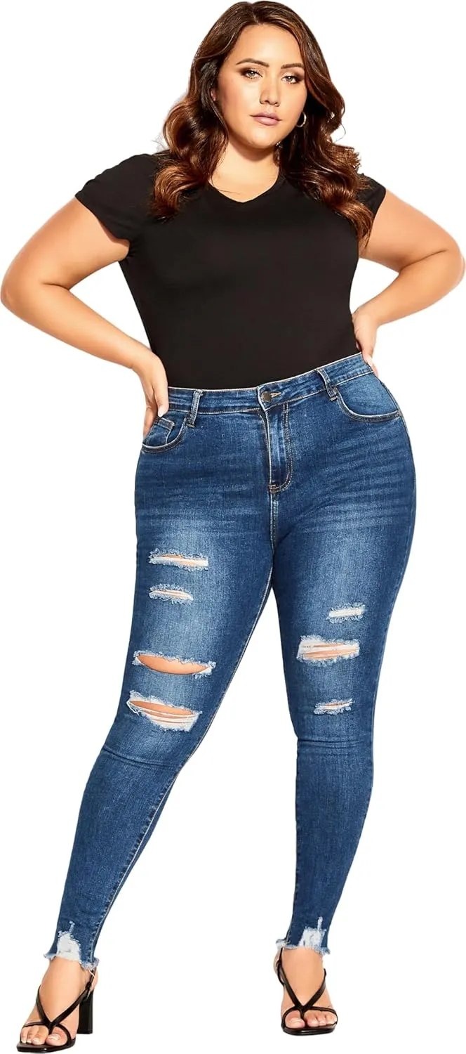City Chic Women's Avenue Plus Size Jean a Wild Rose