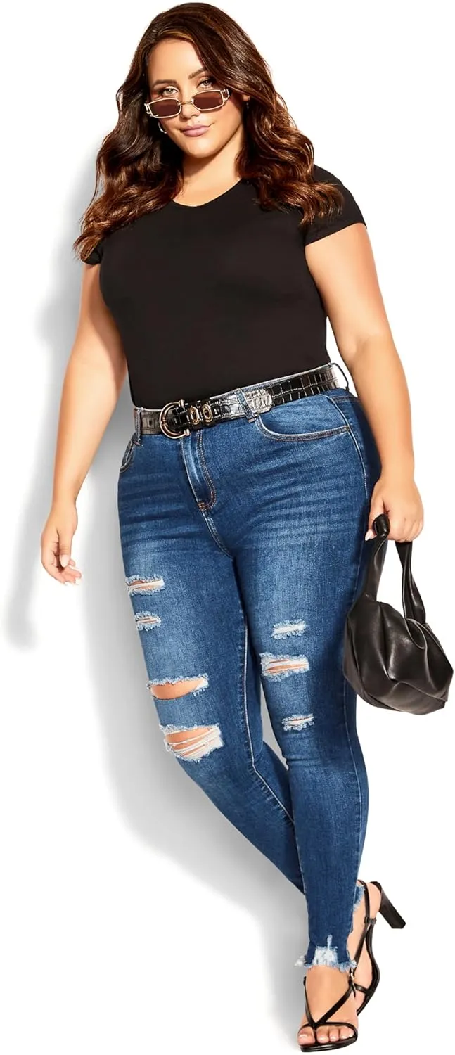 City Chic Women's Avenue Plus Size Jean a Wild Rose