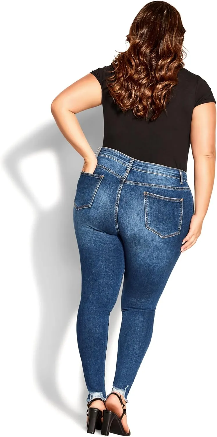 City Chic Women's Avenue Plus Size Jean a Wild Rose