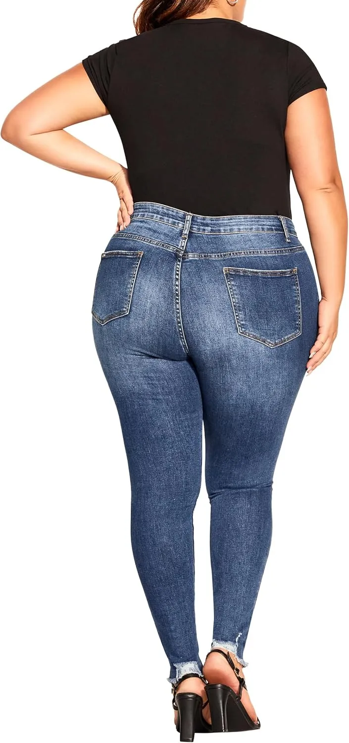 City Chic Women's Avenue Plus Size Jean a Wild Rose