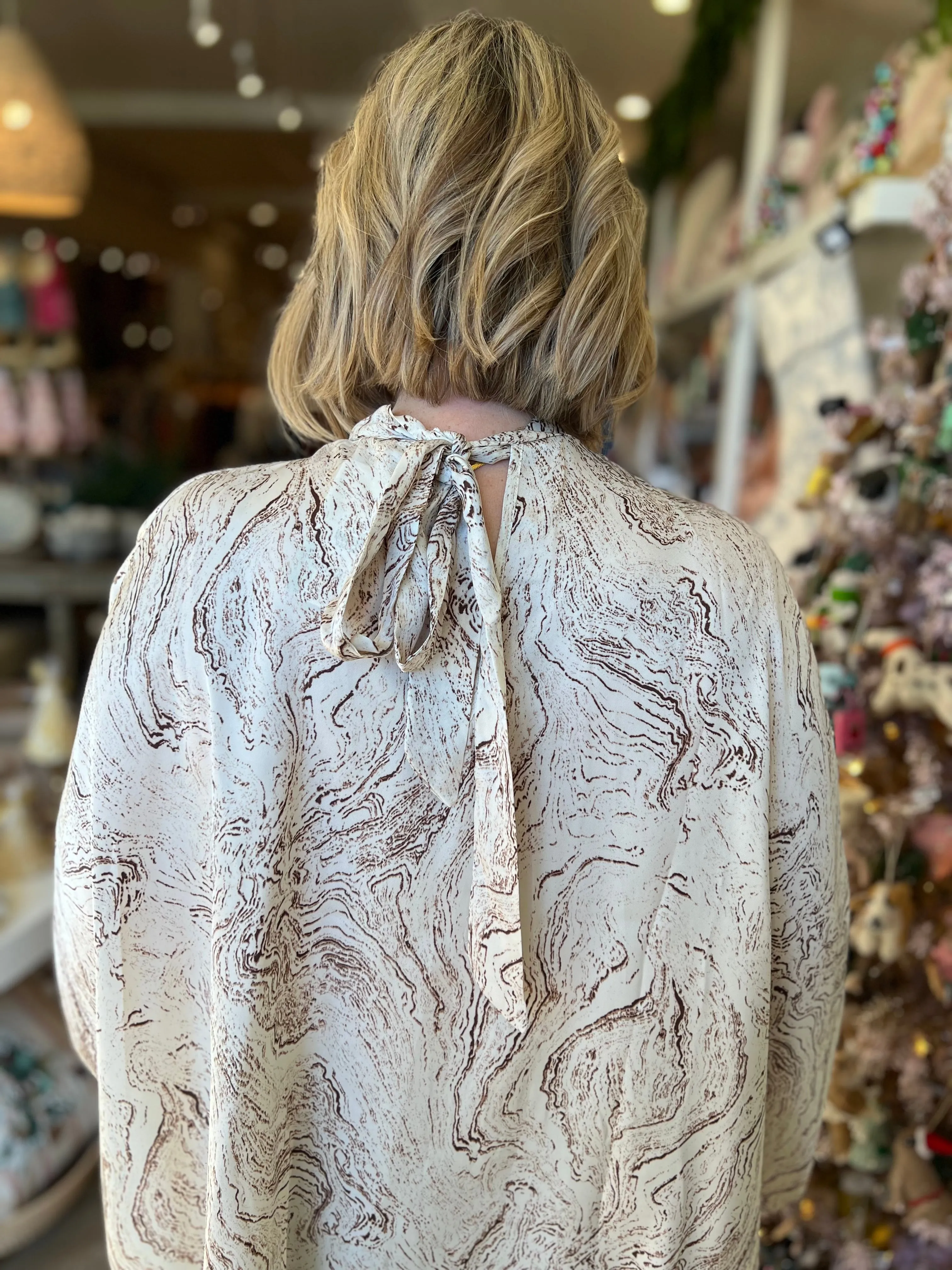 Cocoa & Ivory Satin Flowy Top