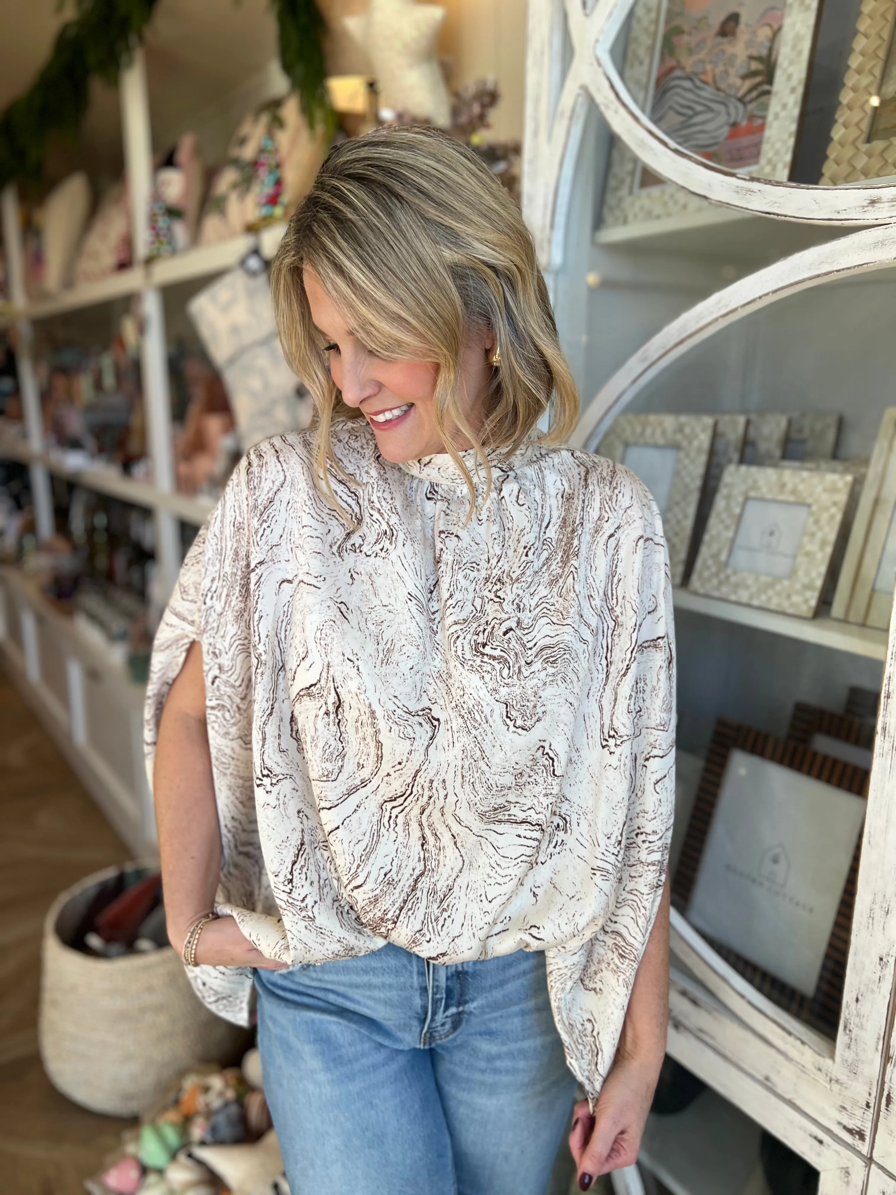 Cocoa & Ivory Satin Flowy Top
