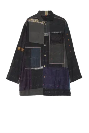 COTTON SILK SW PATCH KANTHA SHIRT JKT - ws2023-blk -
