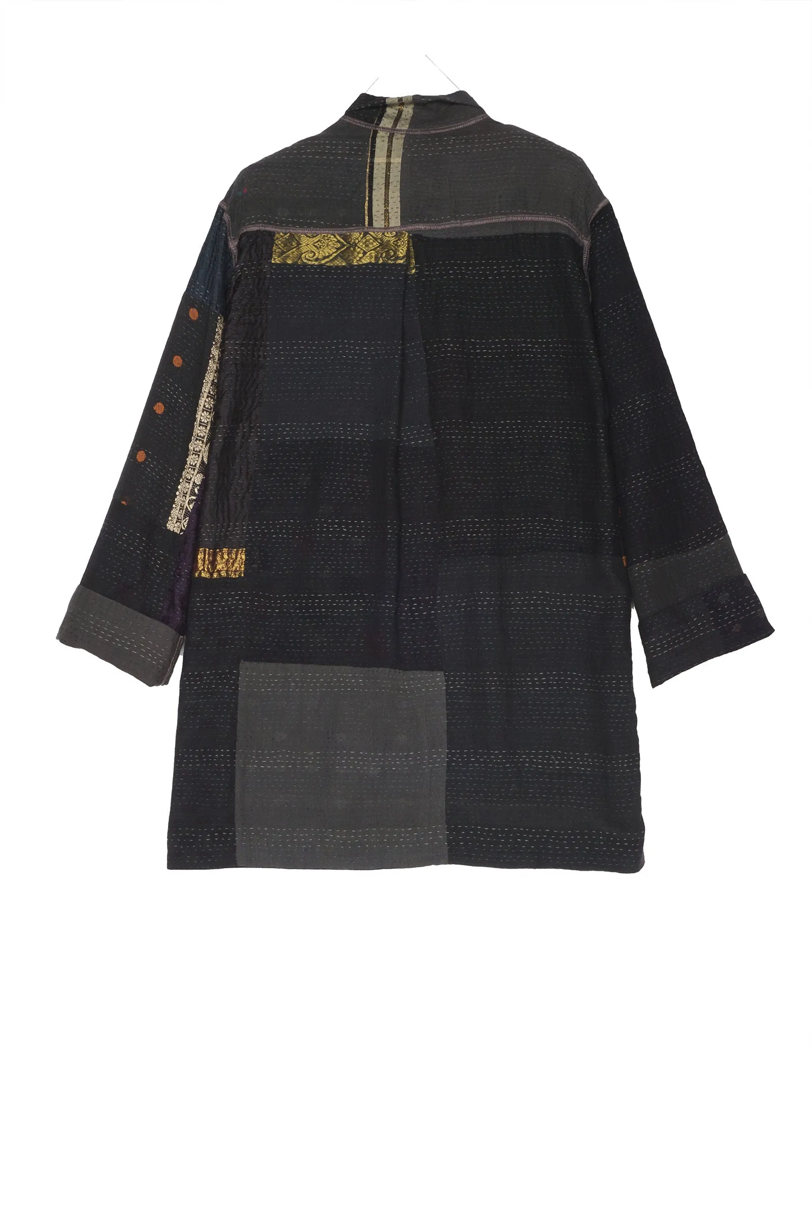 COTTON SILK SW PATCH KANTHA SHIRT JKT - ws2023-blk -