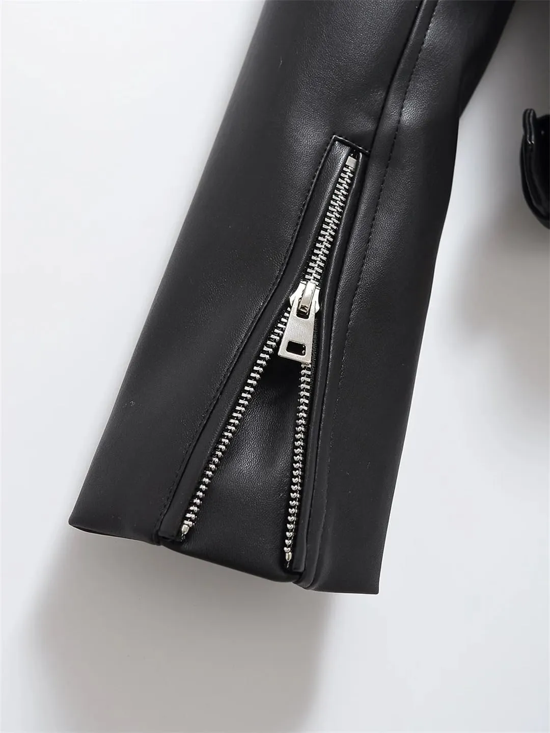 Disimlarl Women Faux Leather Pu Jacket Belt Zipper Retro Moto Biker Jacket Coat Female Chic Outwear