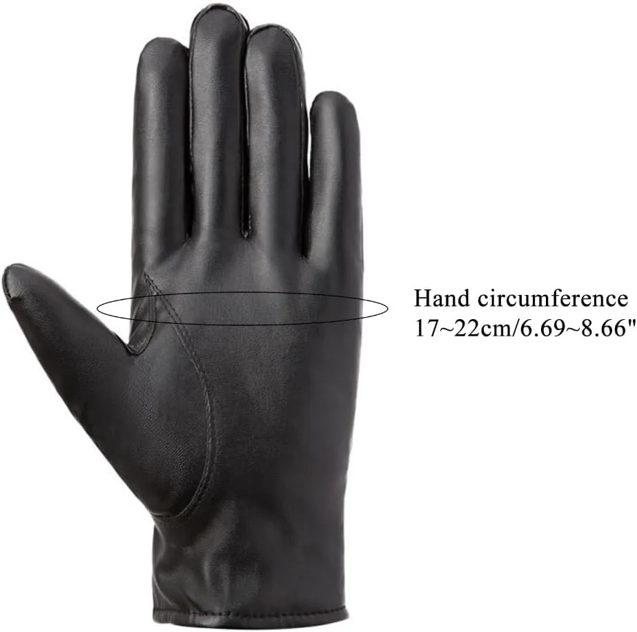 Driving Gloves Women Fleece Lining Thick Warm Gloves Womens Leather Gloves Winter Lined Hand Warmer