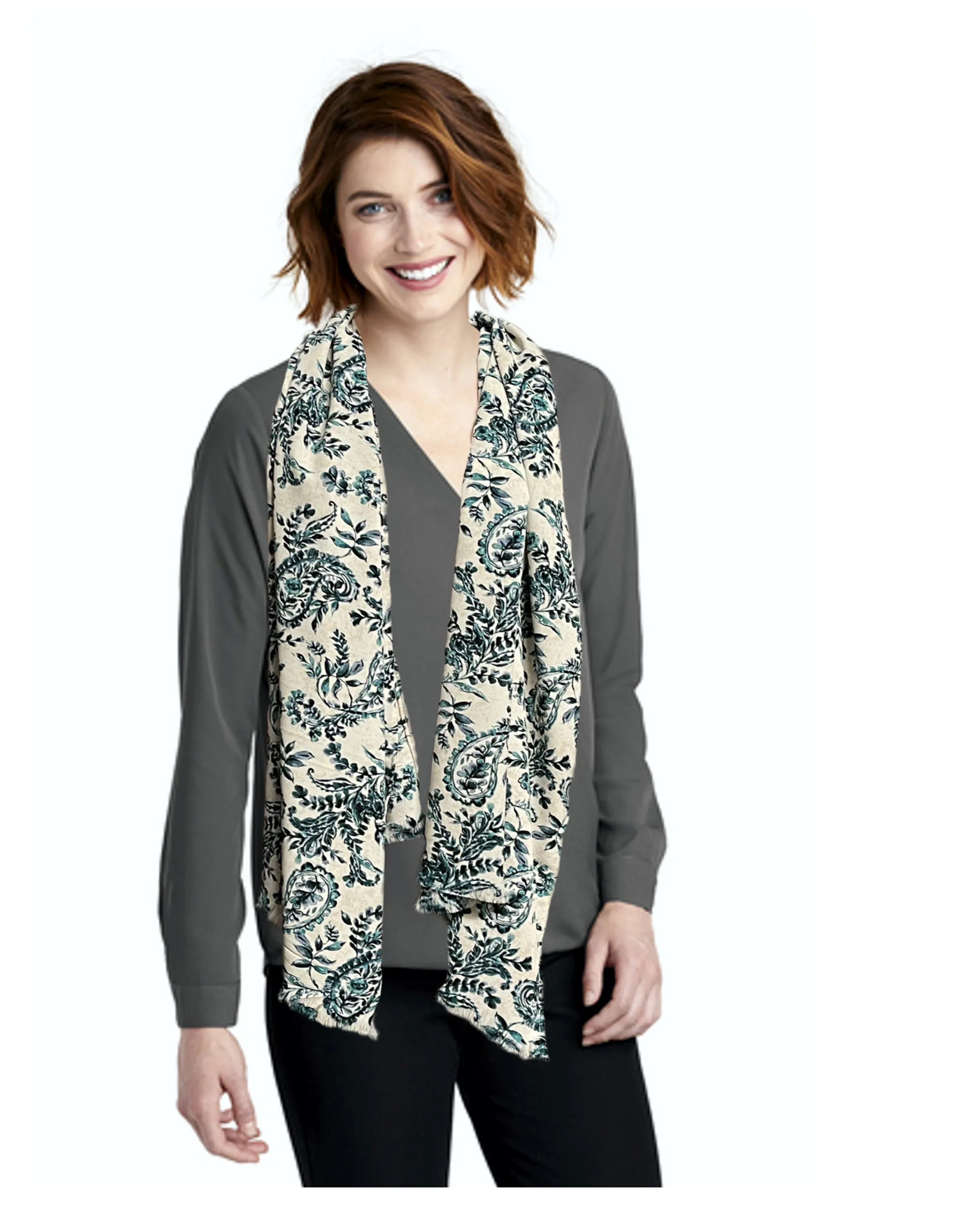 Elegant Green Print Scarf