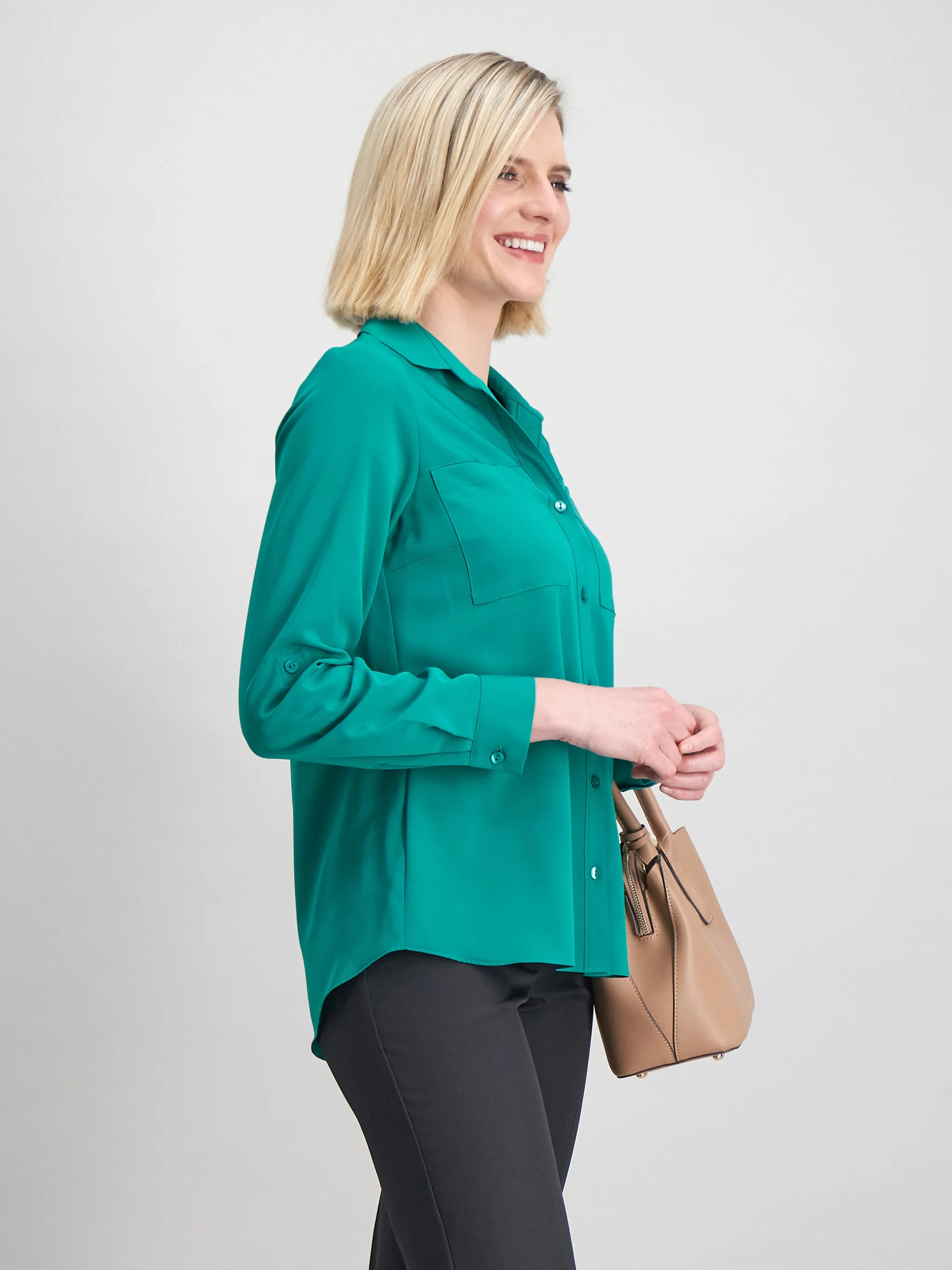 Evelyn pocket flowy shirt - green