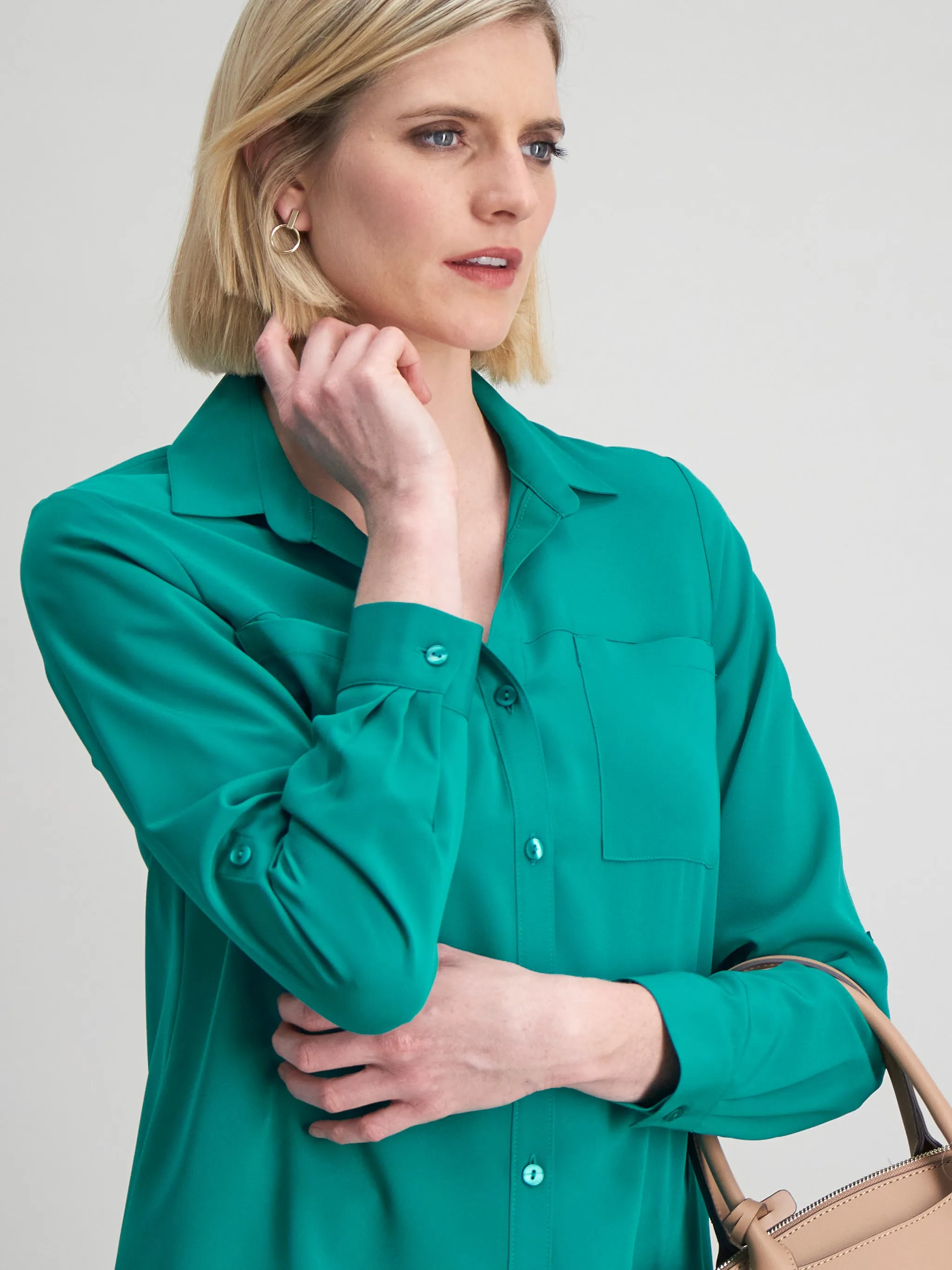 Evelyn pocket flowy shirt - green