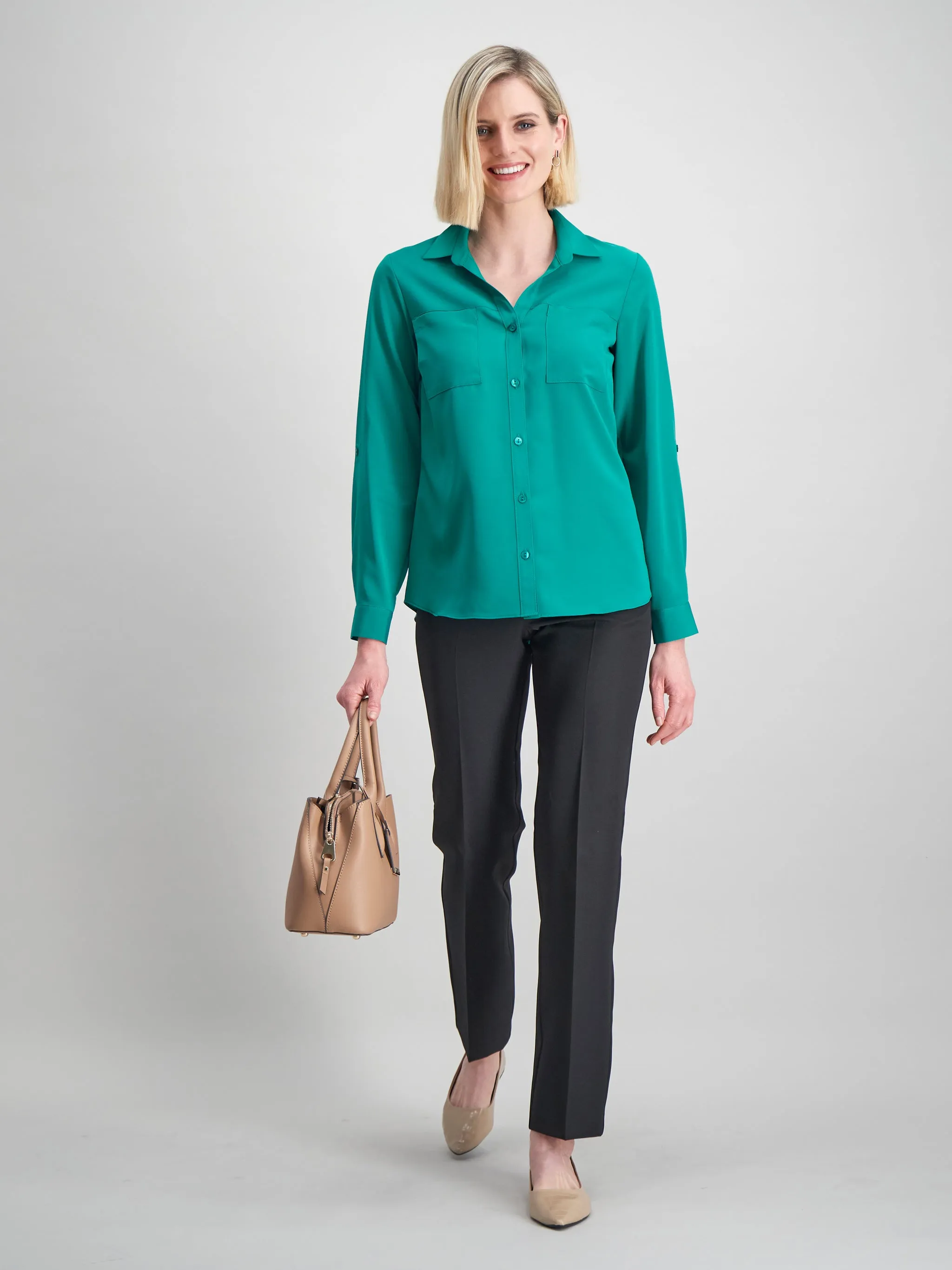 Evelyn pocket flowy shirt - green
