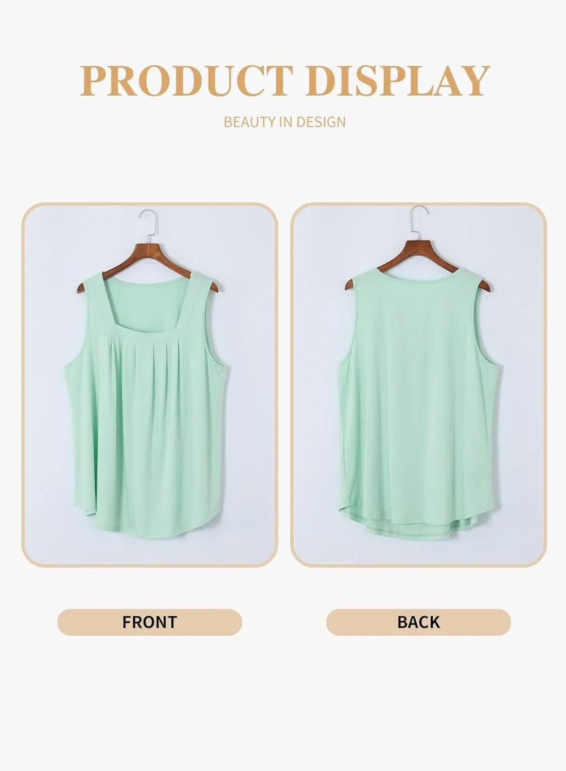 Eytino Women Plus Size Tank Tops Summer Casual Square Neck Sleeveless Blouse Shirts(1X-5X)