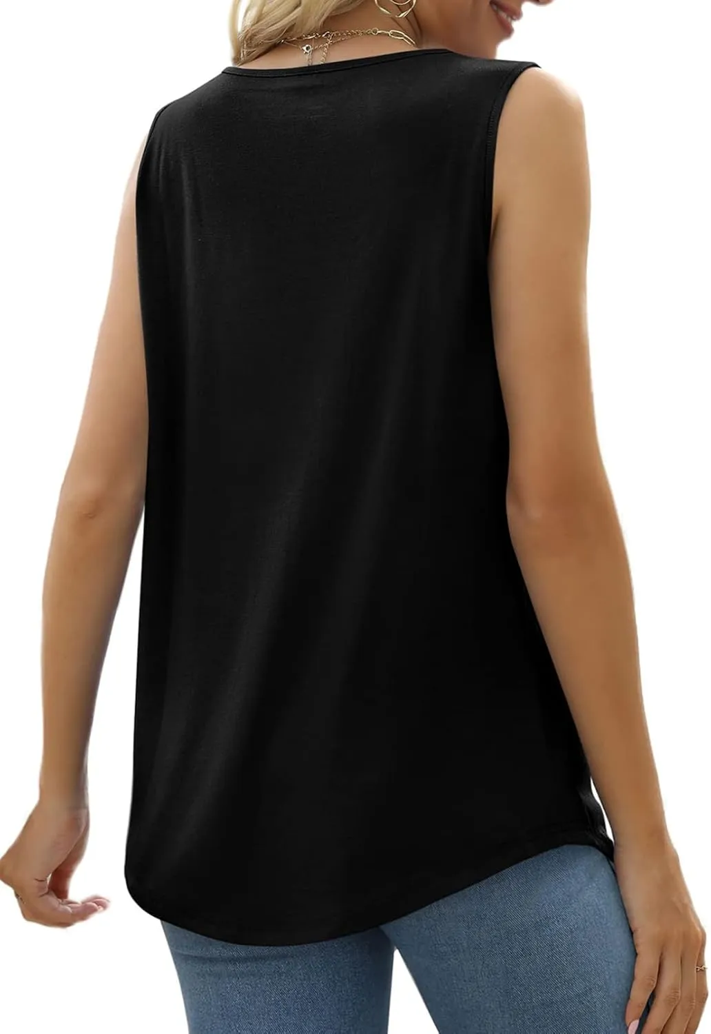 Eytino Women Plus Size Tank Tops Summer Casual Square Neck Sleeveless Blouse Shirts(1X-5X)