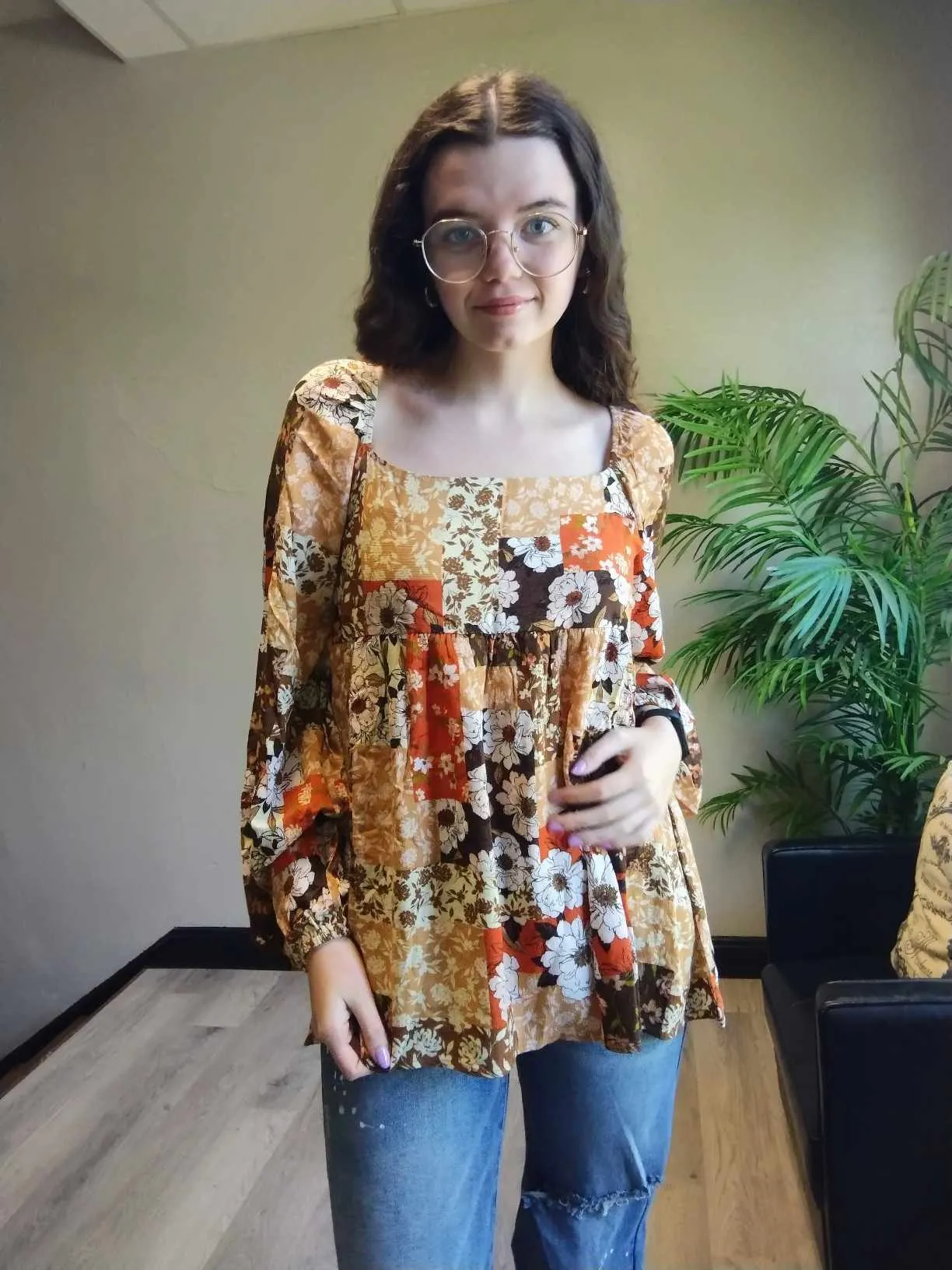 Fall Floral Blouse