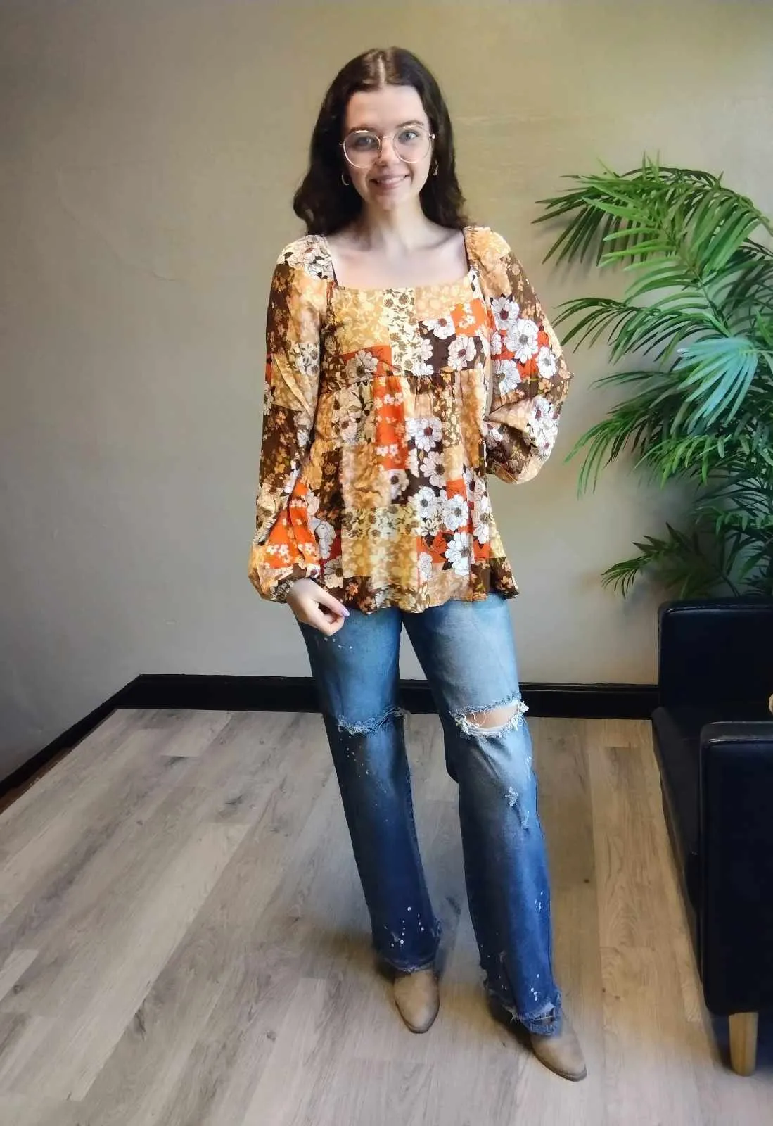 Fall Floral Blouse
