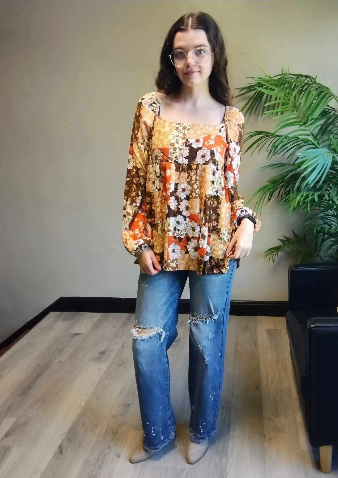 Fall Floral Blouse