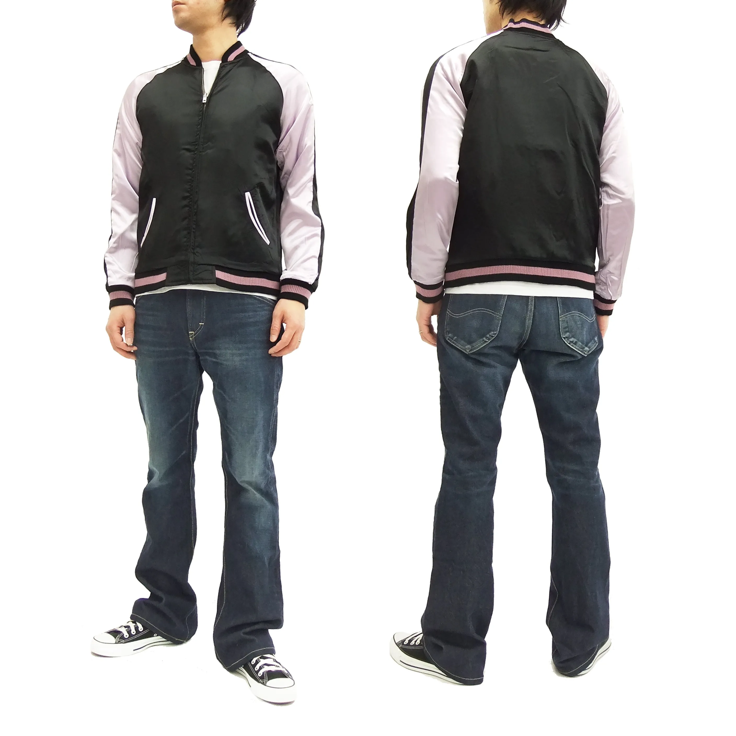 Hanatabi Gakudan Men's Japanese Souvenir Jacket Japanese Geisha Oiran Sukajan Script SSJ-505