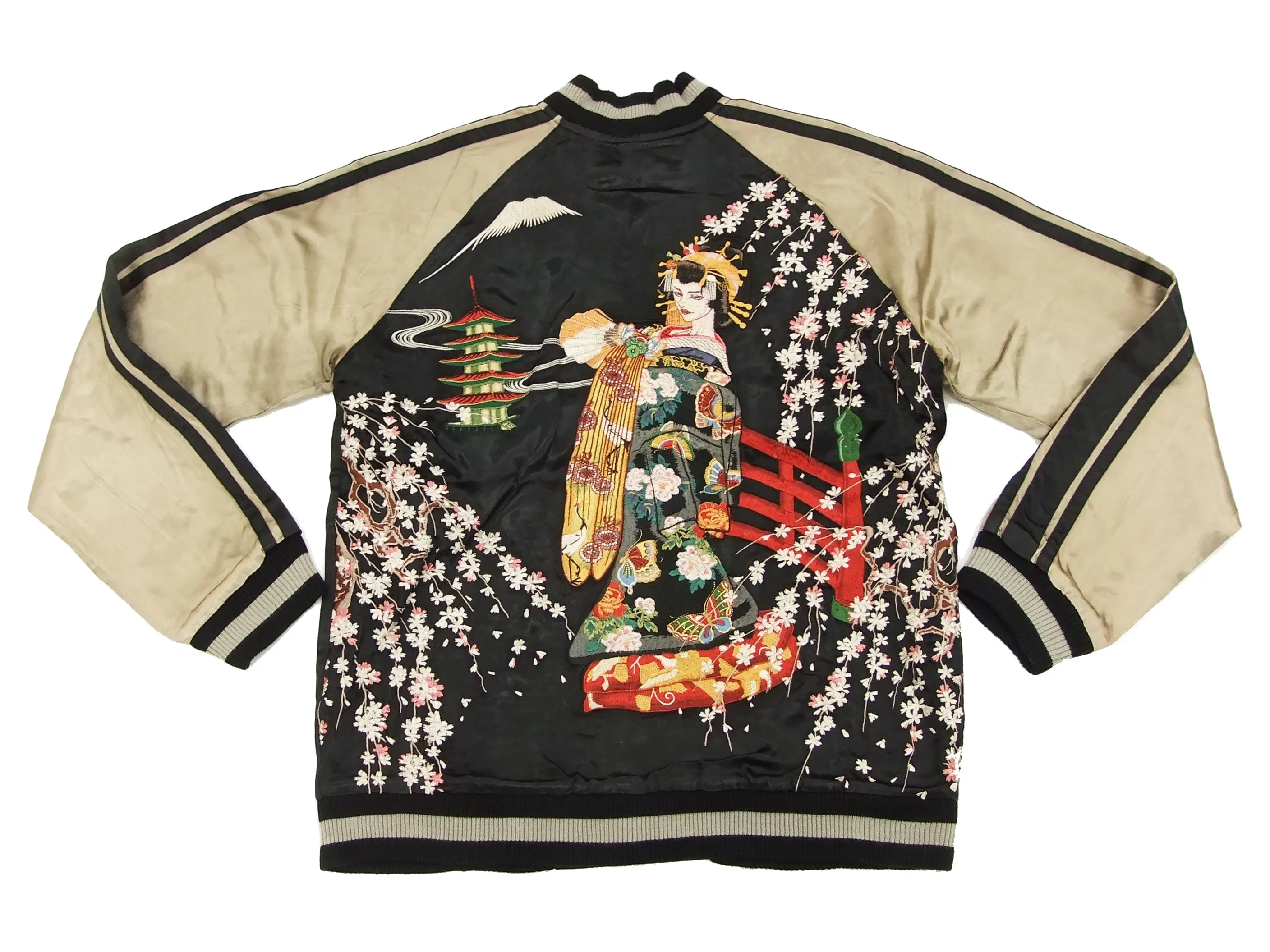 Hanatabi Gakudan Men's Japanese Souvenir Jacket Japanese Geisha Oiran Sukajan Script SSJ-505