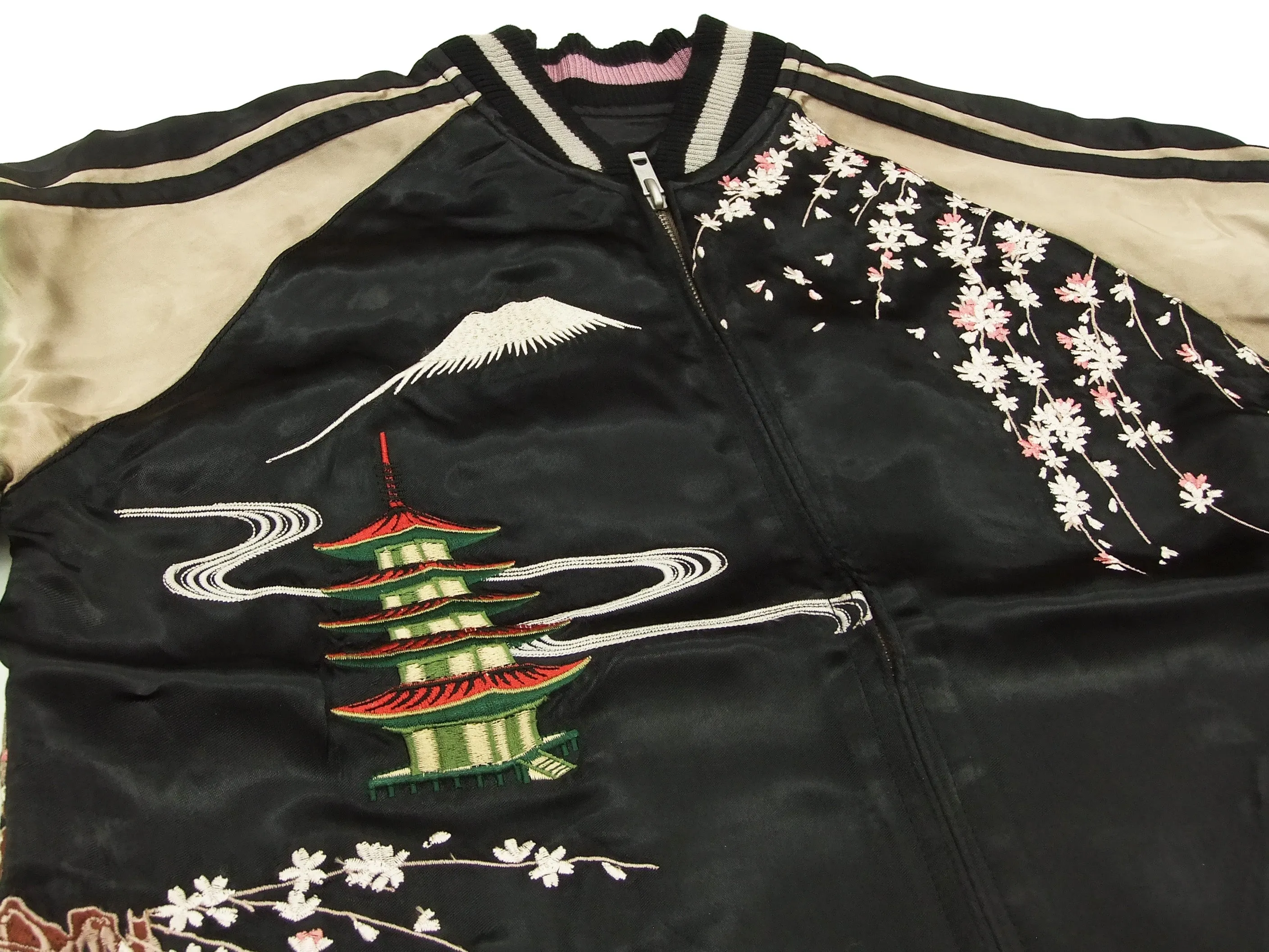 Hanatabi Gakudan Men's Japanese Souvenir Jacket Japanese Geisha Oiran Sukajan Script SSJ-505