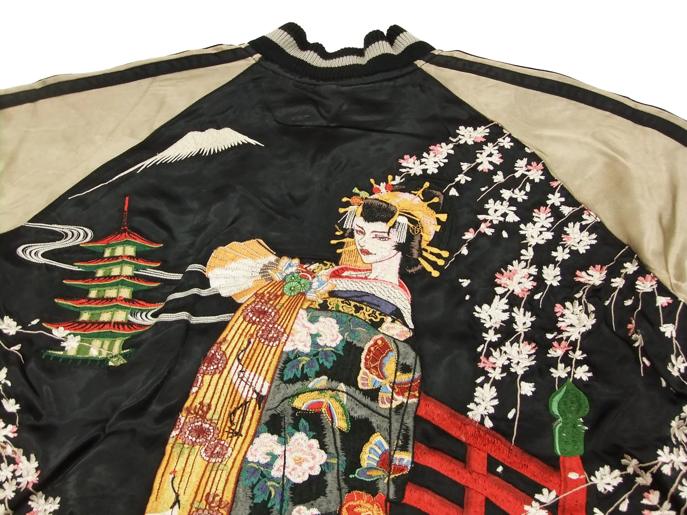 Hanatabi Gakudan Men's Japanese Souvenir Jacket Japanese Geisha Oiran Sukajan Script SSJ-505