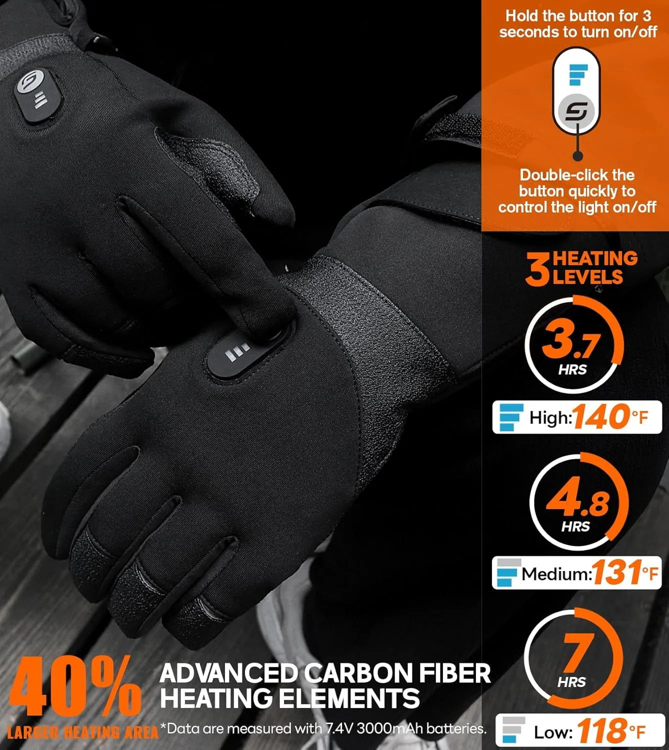 Heated Gloves for Men Women with 7.4V 3000mAh Rechargeable Battery,Wear-Resistant Heated Work Gloves