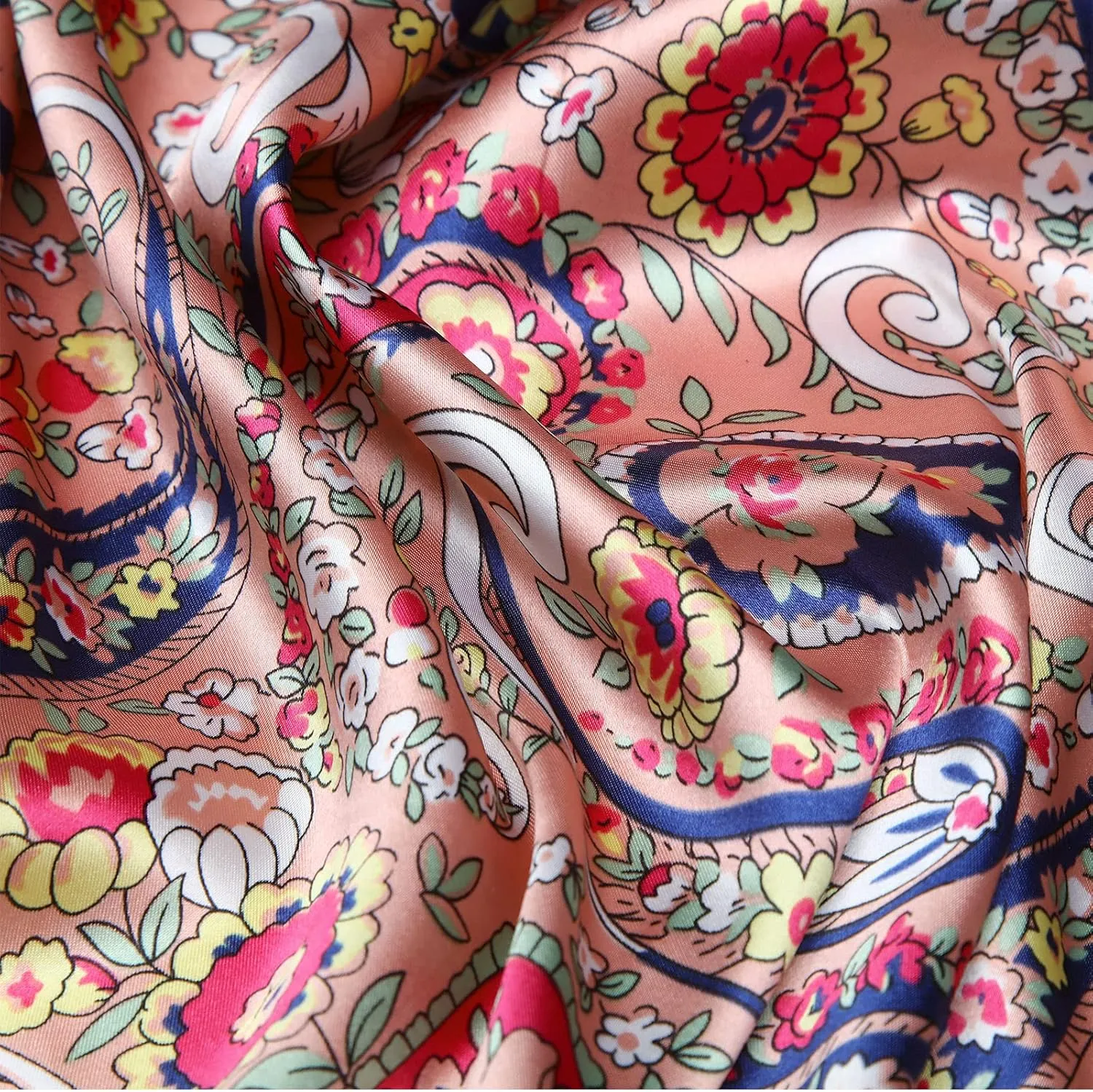 Honoson 4 Pcs 35 Inch Silk Scarf for Women Hair Satin Scarf Square Silk Bandanas Large Head Scarves for Sleeping