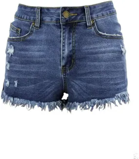 iLH Women's Sexy Summer Mid Waist Ripped Jean, Women's High Waisted Rolled Hem Distressed Jeans Ripped Denim Shorts