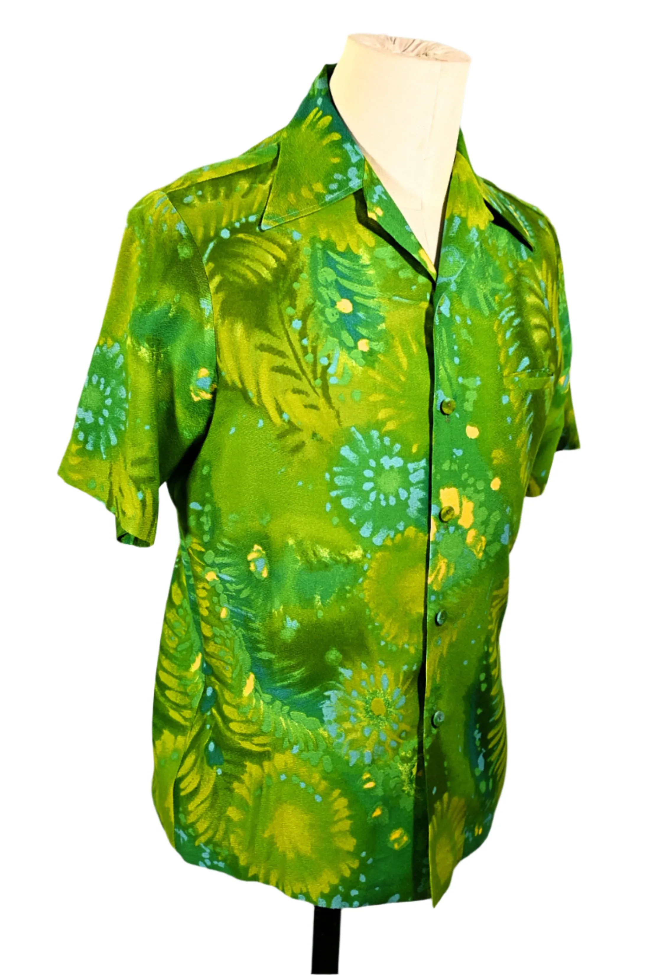 Iolani Exclusive McInery Vintage 60s Hawaiian Shirt, 70s Aloha Shirt S
