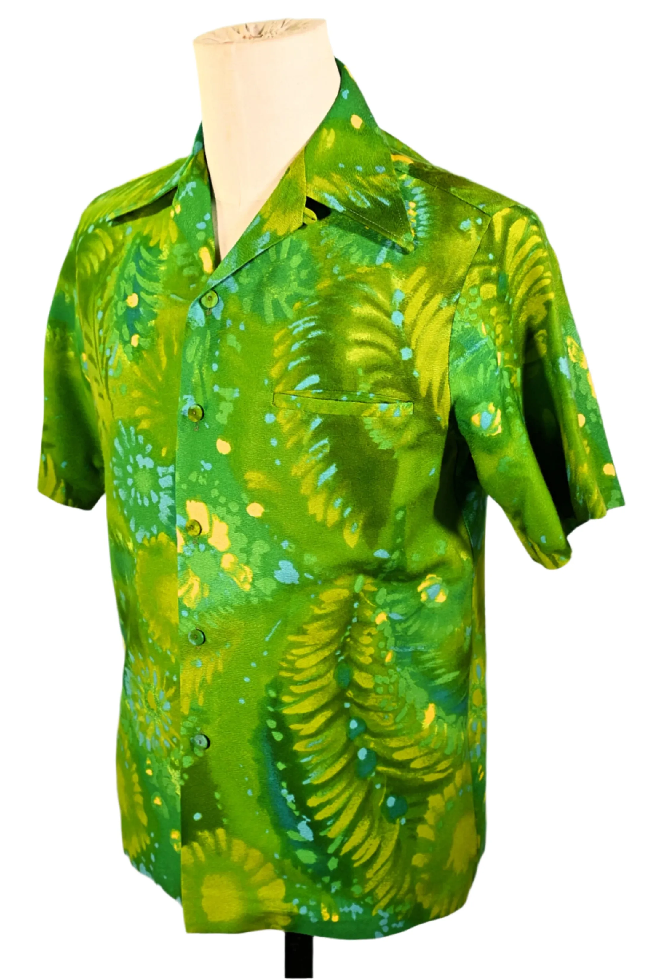 Iolani Exclusive McInery Vintage 60s Hawaiian Shirt, 70s Aloha Shirt S