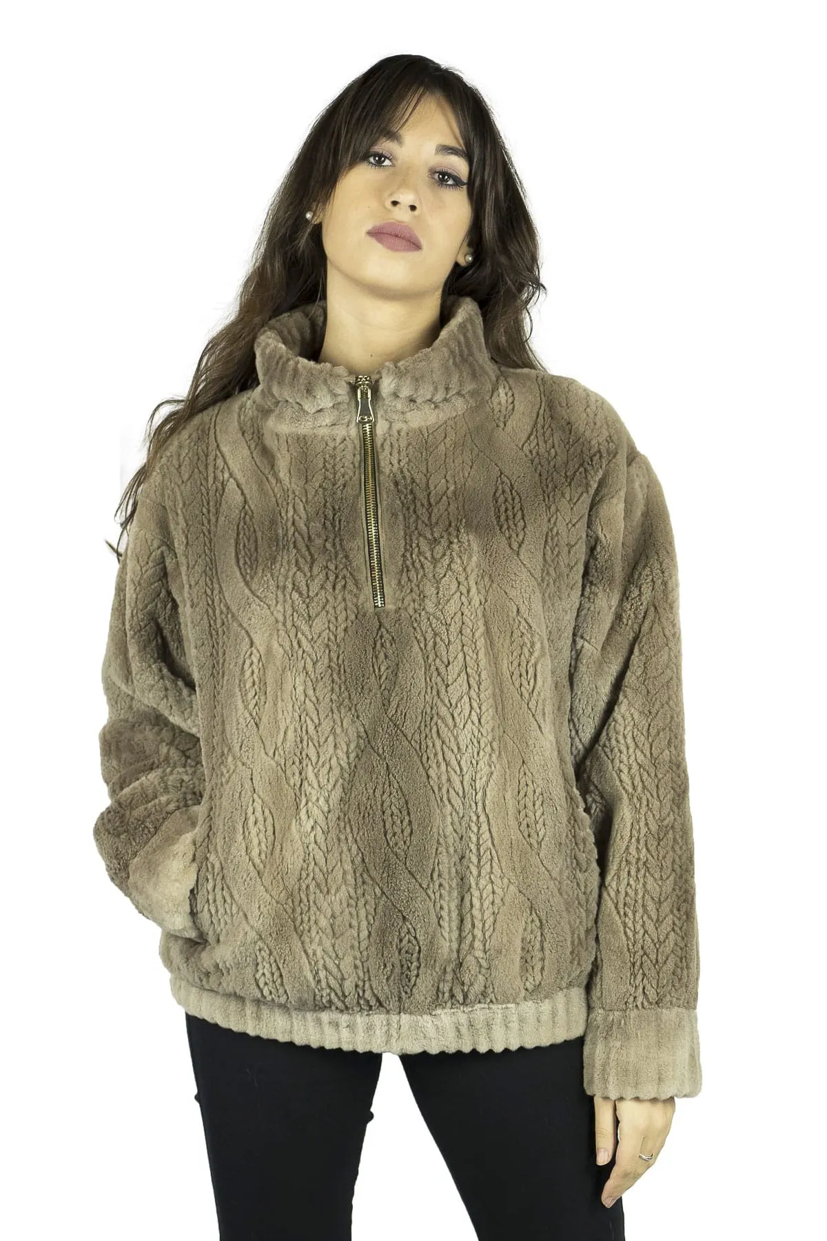 Jacket in mink Shaved with Laser Knit processing